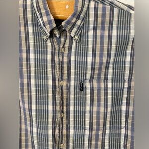 Izod Men's‎ Medium Short Sleeve Button Down Shirt  Plaid Cotton